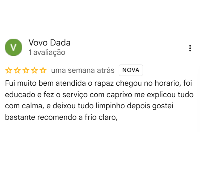Avaliação de cliente - FrioClaro